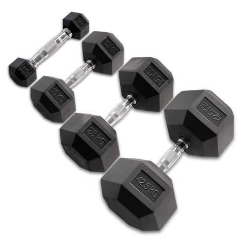 Hexagon Rubber Dumbbell - per Paar Hexagon Rubber Dumbbell - per Paar