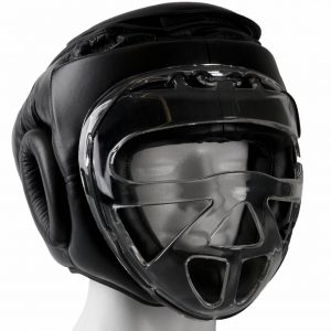 HOOFDBESCHERMER PROTECT - met Grid - Zwart - Leer