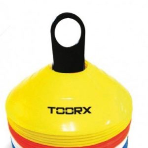 Agility Cones Set van 24 stuks - met rek - Geel/Rood/Wit/Blauw