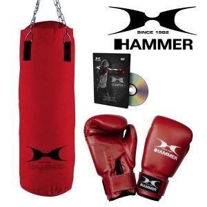 Set FIT - Bokszak 60 cm met Bokshandschoenen 10 oz nylon en DvD