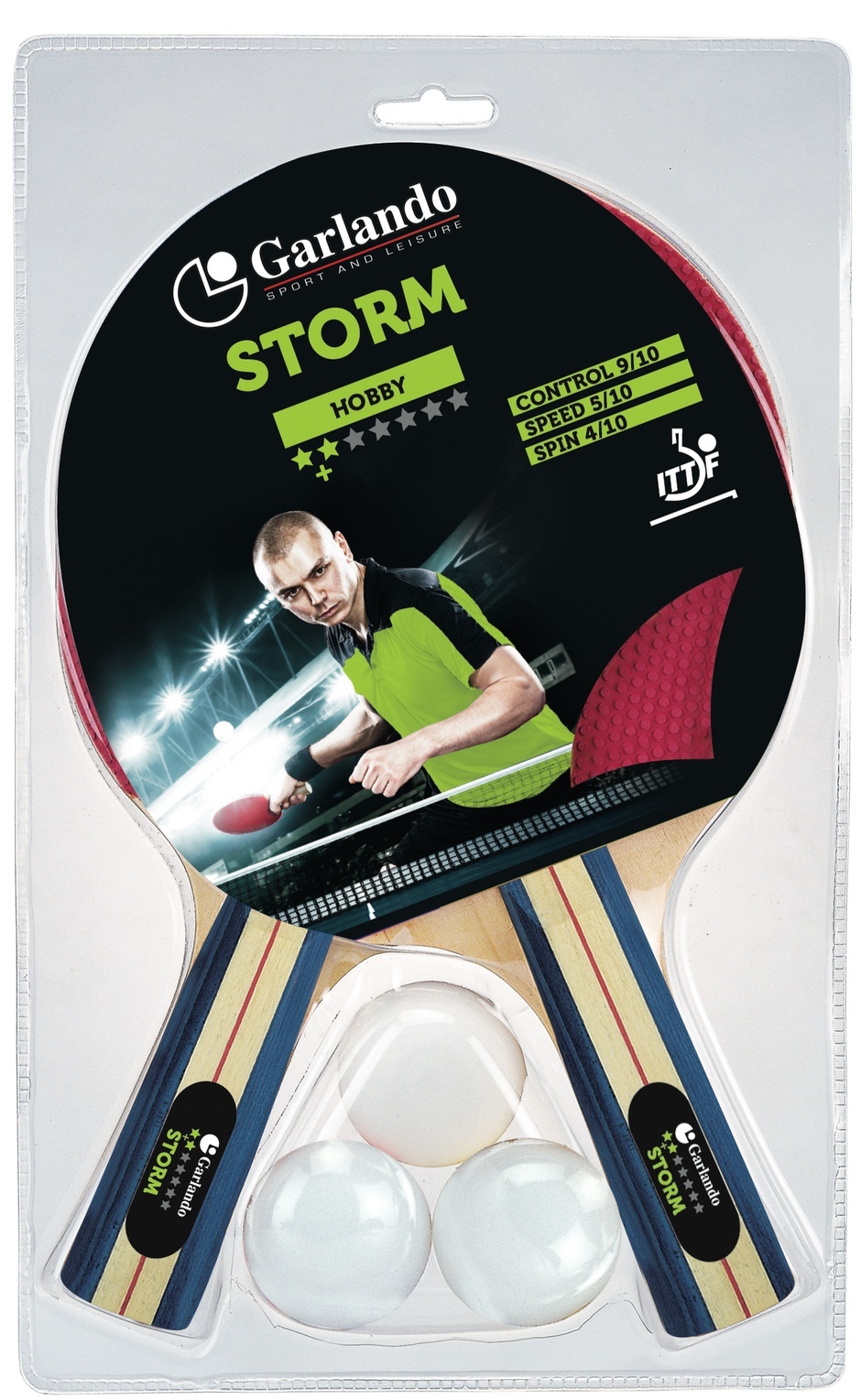 Storm - Set met 2 Bats en 3 Pingpong ballen Storm - Set met 2 Bats en 3 Pingpong ballen