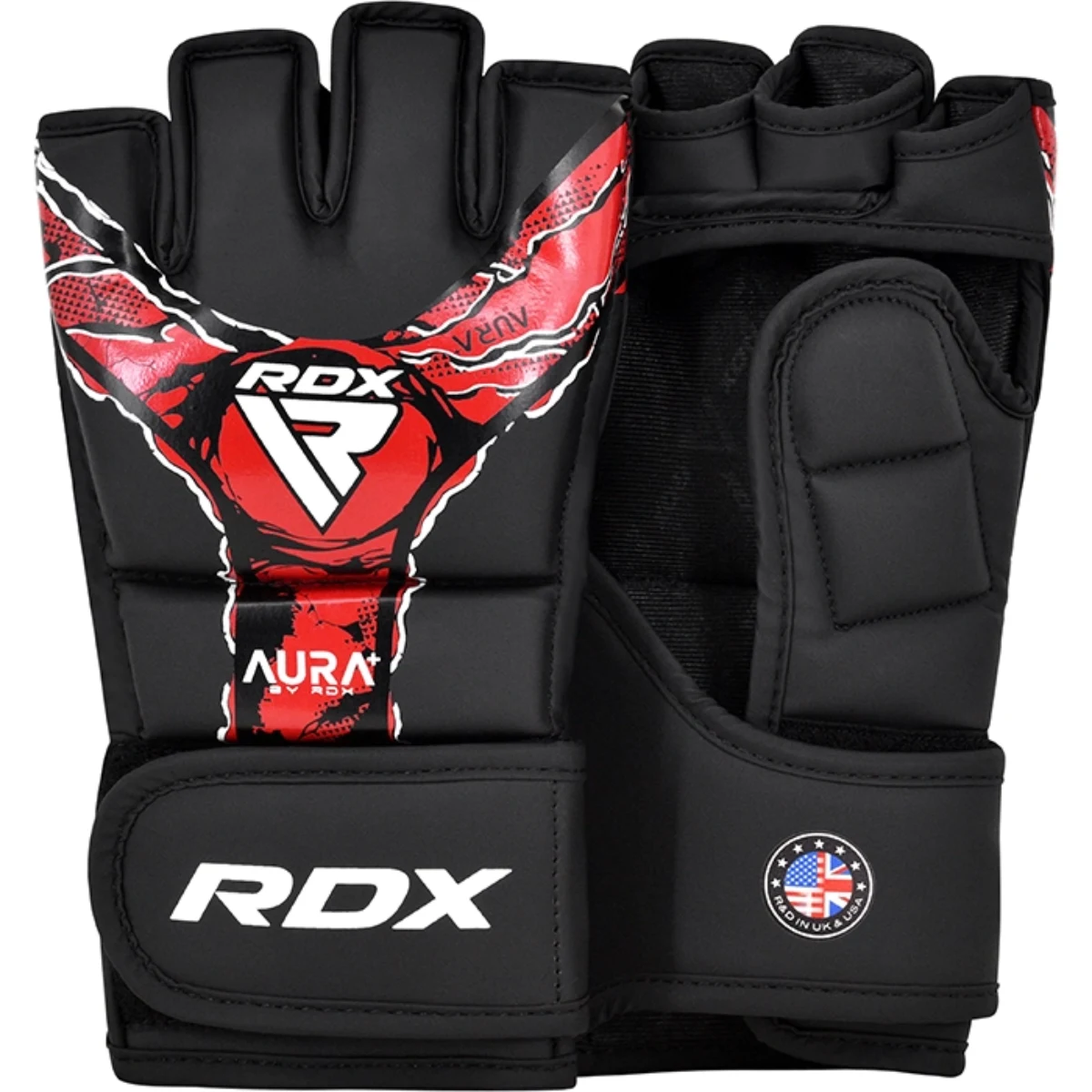 RDX Sports Grappling Gloves Aura F17 Zwart Met Rood - L