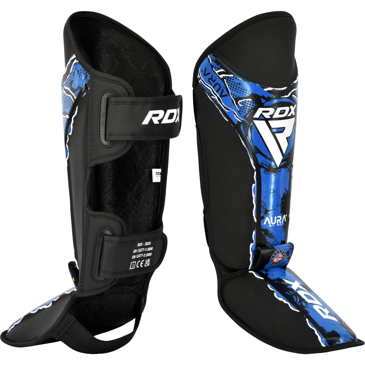 RDX Sports Scheen-Wreefbeschermer Aura F17 Zwart met Blauw - S