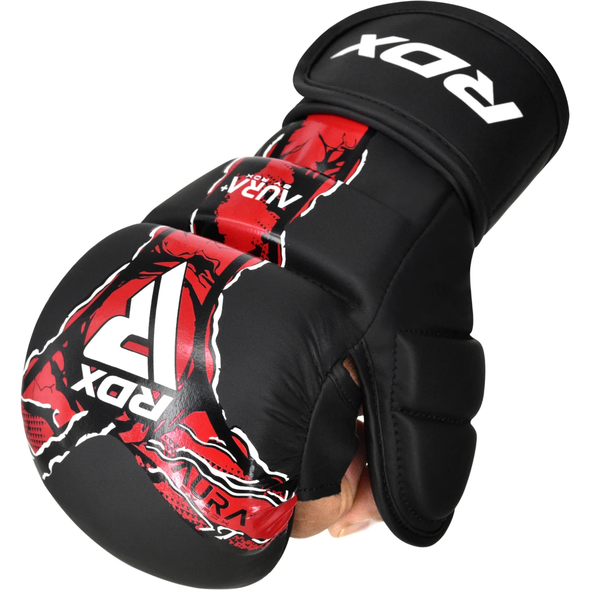 RDX Sports Grappling Gloves Shooter Aura F17 Zwart Met Rood - L
